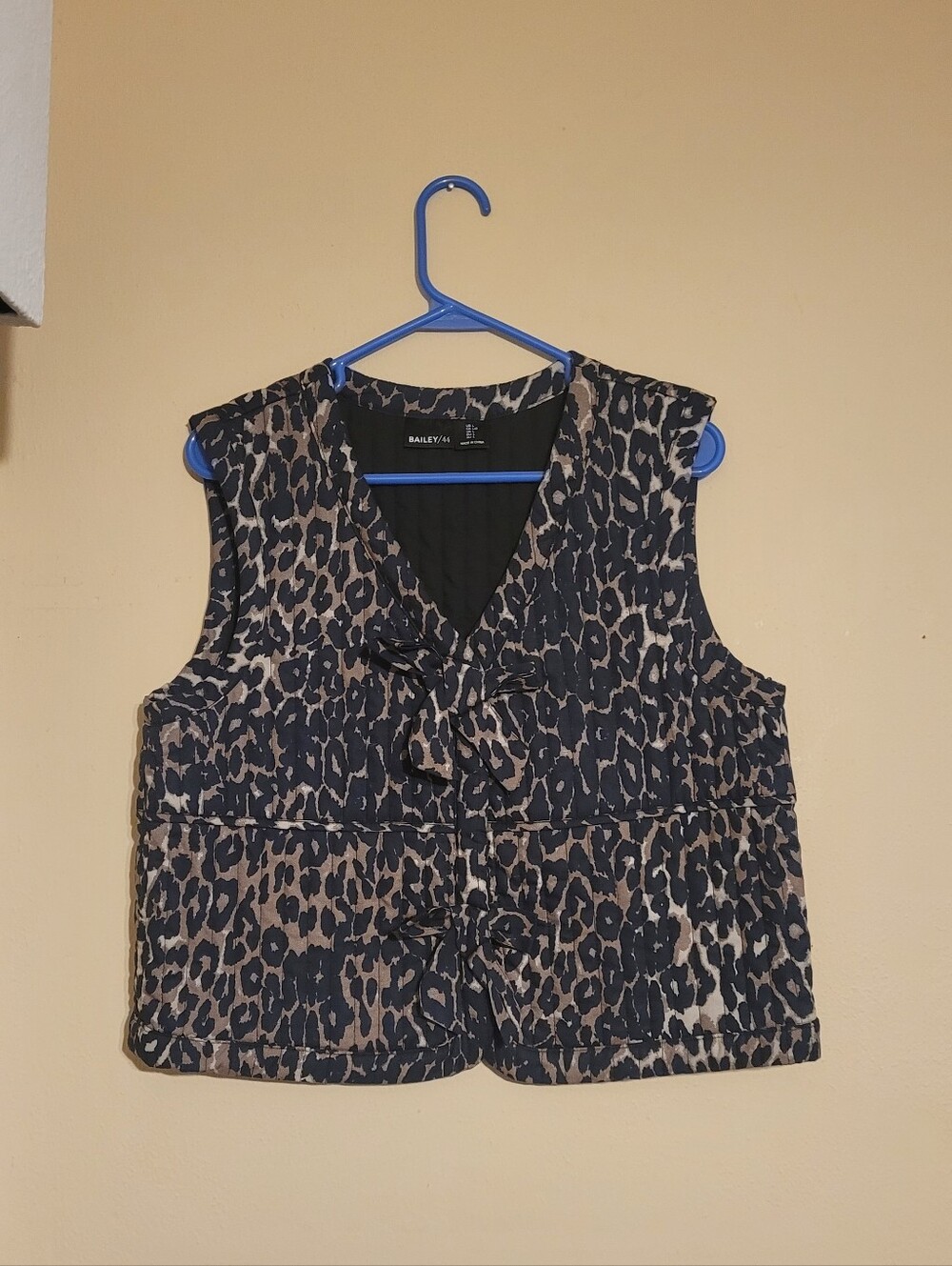 Bailey 44 Leopard Print Quilted Bow Front Vest